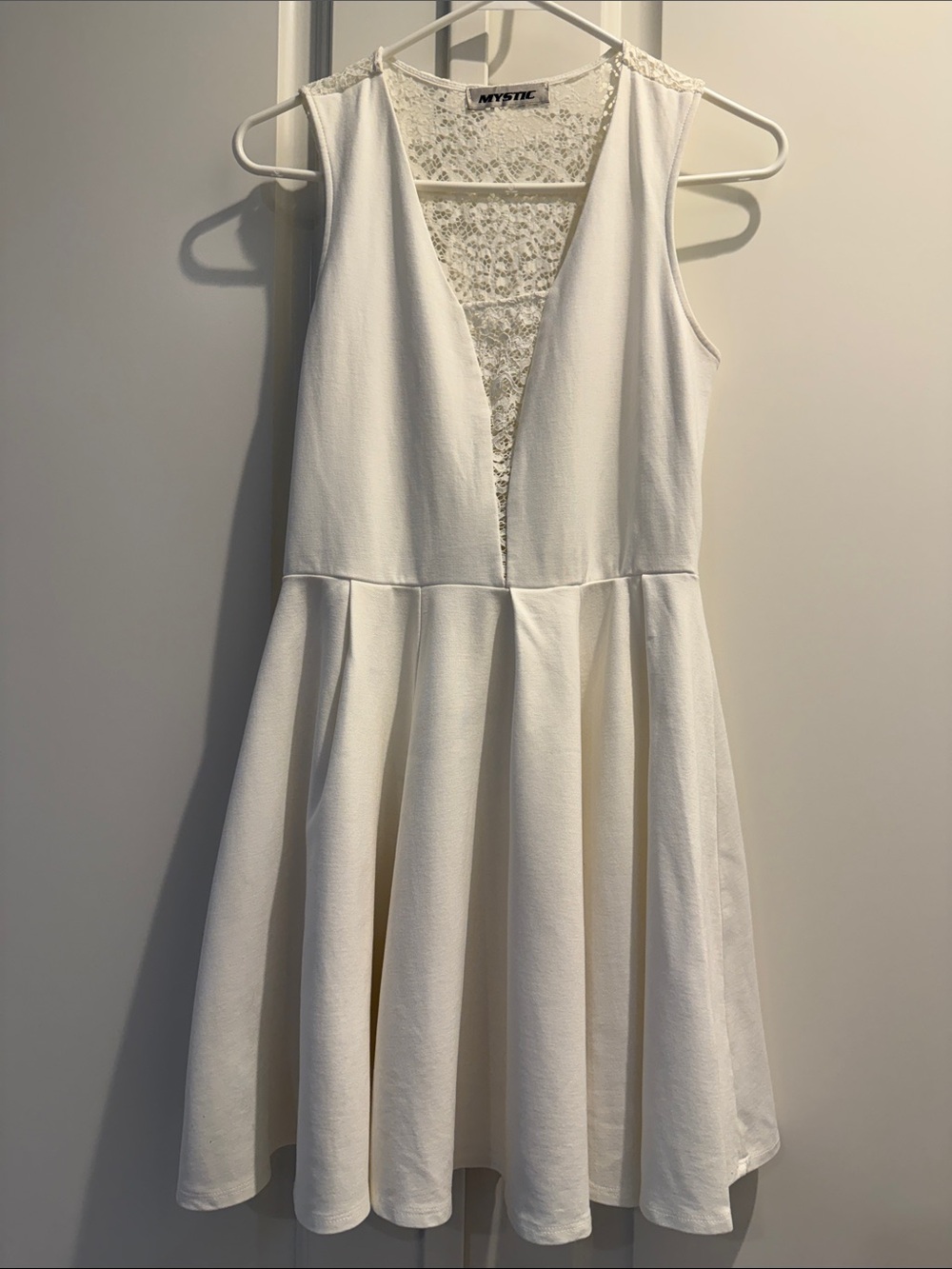 Mystic Cream Lace-Inset Fit & Flare Dress